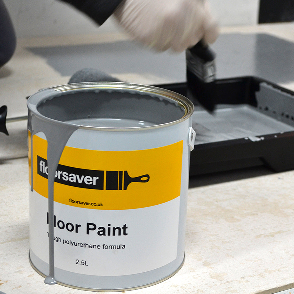 Seau de la Peinture pour Sol gris avec le Rouleau Professionnel avec Bac à Peinture